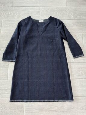 HARWOOD SAN FRANCISCO 100% Cashmere Blue Plaid Tunic Dress Size XS VGUC